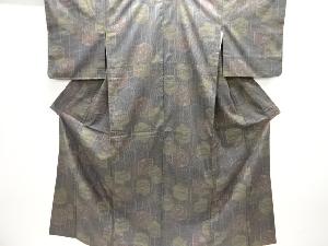 亀甲に草花摸様織り出し西陣お召着物